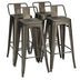 30 Inch Set of 4 Metal Counter Height Barstools with Low Back and Rubber Feet-Black - Minihomy