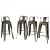 30 Inch Set of 4 Metal Counter Height Barstools with Low Back and Rubber Feet-Black - Minihomy