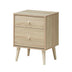 2-Drawer Nightstand Beside End Side Table with Rubber Legs-Natural - Minihomy