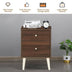 2-Drawer Nightstand Beside End Side Table with Rubber Legs-Natural - Minihomy