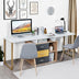 87 Inch 2 Person Adjustable L-Shaped Computer Desk - Color: Golden - Minihomy