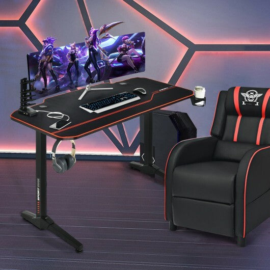 55 Inch Gaming Desk with Free Mouse Pad with Carbon Fiber Surface - Color: Black - Minihomy