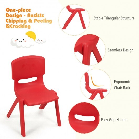 6-pack Kids Plastic Stackable Classroom Chairs-Red - Color: Red - Minihomy