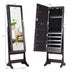 Lockable Mirrored Jewelry Cabinet with Stand and LED Lights - Minihomy