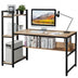 59-Inch Computer Desk Home Office Workstation 4-Tier Storage Shelves - Walnut - Minihomy