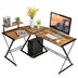 L-Shaped Desk Reversible Corner Computer Desk with Movable Shelf and CPU Stand-Rustic Brown - Color: Rustic Brown - Minihomy