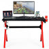 Ergonomic Gaming Desk with Carbon Fiber Surface and R-Shape Steel Frame - Color: Black & Red - Minihomy