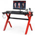 Ergonomic Gaming Desk with Carbon Fiber Surface and R-Shape Steel Frame - Color: Black & Red - Minihomy