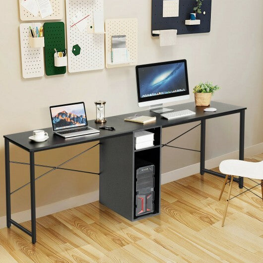 79 Inches Multifunctional Office Desk for 2 Person with Storage-Black - Color: Black - Minihomy