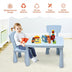 3 Pieces Toddler Multi Activity Play Dining Study Kids Table and Chair Set-Blue - Minihomy