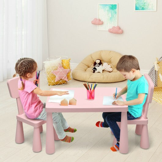 3 Pieces Toddler Multi Activity Play Dining Study Kids Table and Chair Set-Blue - Minihomy