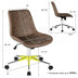 Leather Armless Adjustable Mid-Back Office Chair - Color: Brown - Minihomy