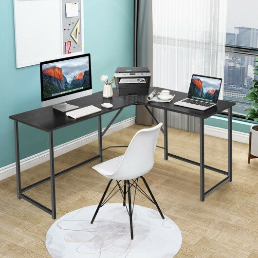 L Shaped Corner Home Office Computer Desk Home-Black - Color: Black - Minihomy