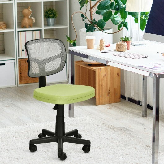 Armless Computer Chair with Height Adjustment and Breathable Mesh for Home Office-Green - Color: Green - Minihomy