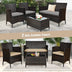 4 Pieces Comfortable Outdoor Rattan Sofa Set with Glass Coffee Table-Beige & Gray - Color: Beige & Gray - Minihomy