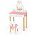 Kids Vanity Set Rabbit Makeup Dressing Table Chair Set with Mirror and Drawer-Pink - Minihomy