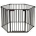 6 Panel Wall-mount Adjustable Baby Safe Metal  Fence Barrier-Black - Color: Black - Minihomy