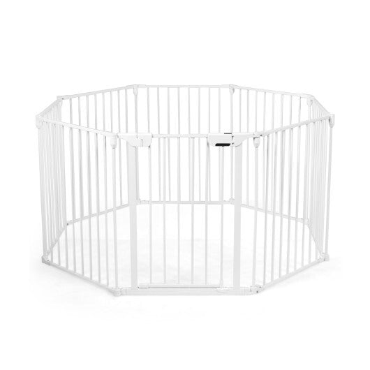 Adjustable  Panel Baby Safe Metal Gate Play Yard-White - Color: White