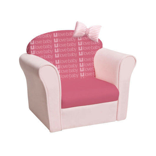 Original Kids Sofa with Armrest and Thick Cushion-Pink - Color: Pink