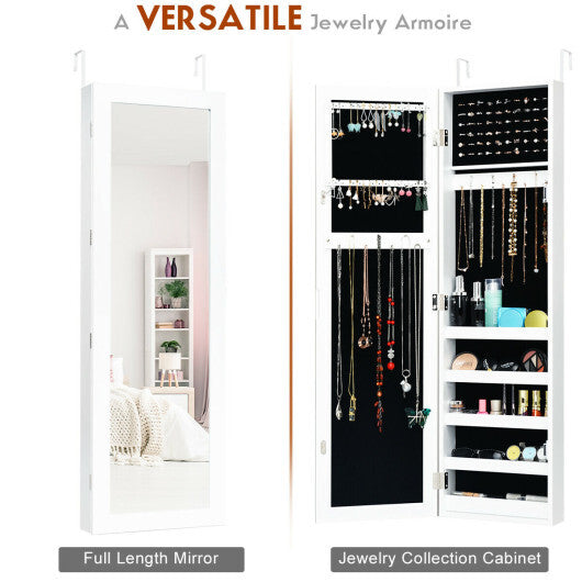 Door and Wall Mounted Armoire Jewelry Cabinet with Full-Length Mirror - Minihomy