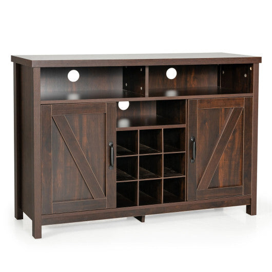 Farmhouse Sideboard with Detachable Wine Rack and Cabinets-Rustic Brown