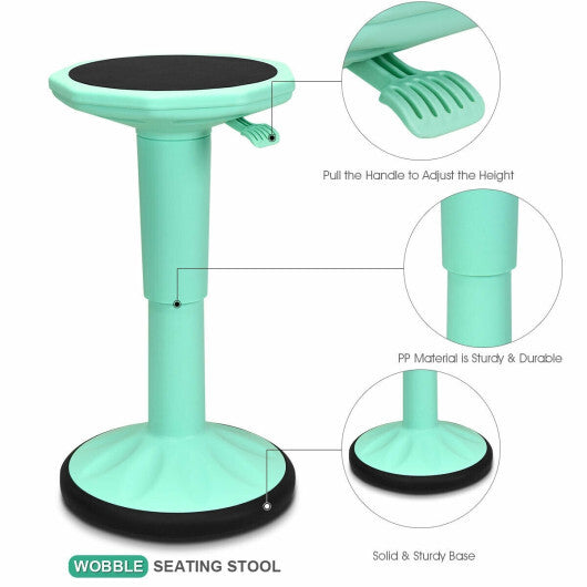 Adjustable Active Learning Stool Sitting Home Office Wobble Chair with Cushion Seat -Green - Color: Green - Minihomy