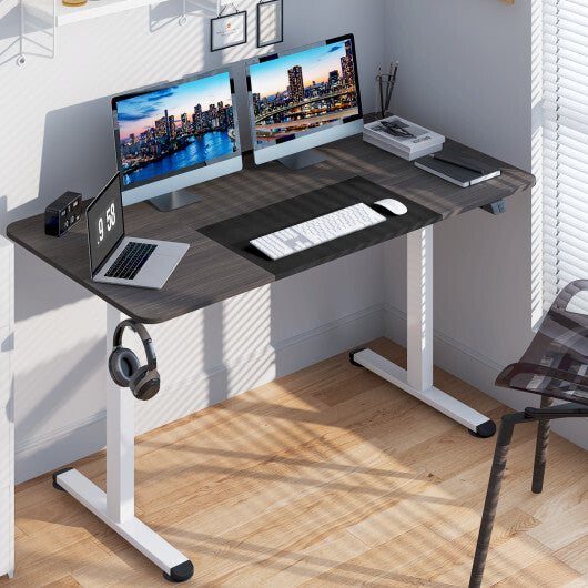 55 Inch Electric Height Adjustable Office Desk with Hook-Dark Gray - Color: Dark Gray - Minihomy