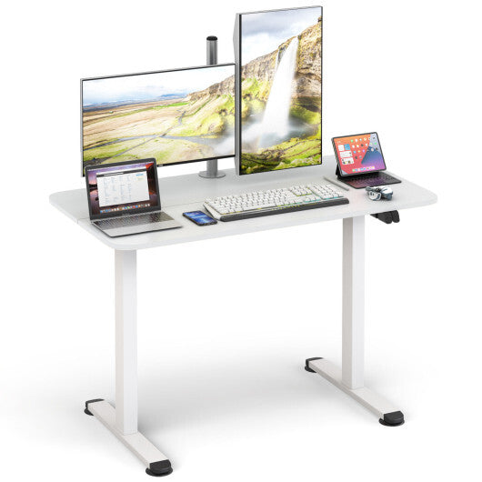 Electric Standing Desk Adjustable Stand up Computer Desk Anti-collision-White - Color: White - Minihomy