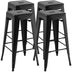 30 Inch Bar Stools Set of 4 with Square Seat and Handling Hole-Black - Color: Black - Minihomy