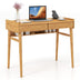 Bamboo Writing Desk with 2 Storage Drawers and Open Shelf-Natural - Color: Natural - Minihomy