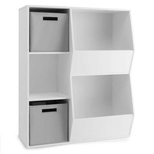 Kids Toy Storage Cabinet Shelf Organizer-White - Color: White