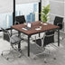 55 Inch Conference Table with Heavy-duty Metal Frame-Brown - Color: Brown - Minihomy