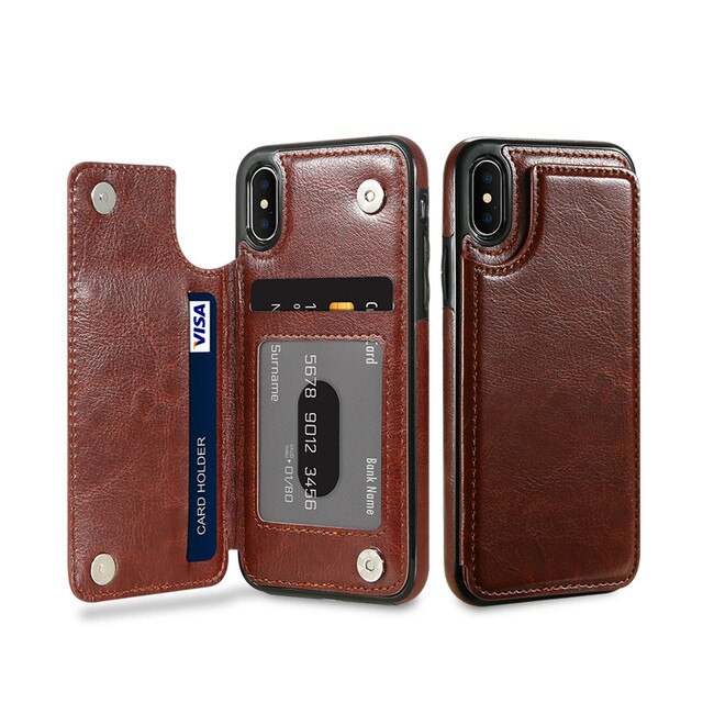 Apple-Compatible Cell Phone Shell: Rear Cover Protective Leather Case