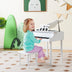 30-Key Wood Toy Kids Grand Piano with Bench and Music Rack-White - Color: White - Minihomy