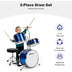 5 Pieces Junior Drum Set with 5 Drums-Blue - Color: Blue - Minihomy