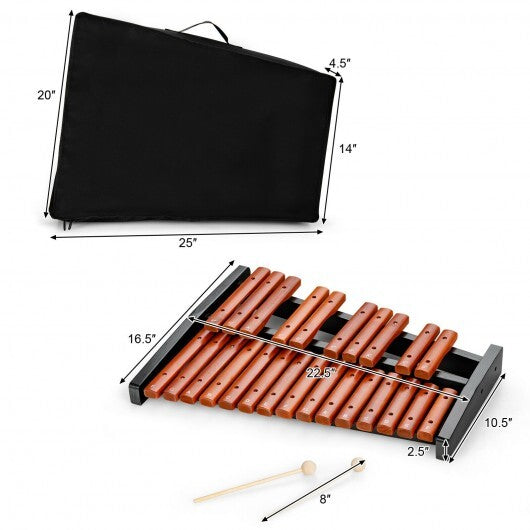 25 Notes Xylophone Wooden Percussion Educational Instrument with 2 Mallets - Color: Black - Minihomy