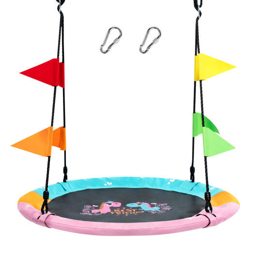 40 Inch Flying Saucer Tree Swing with Hanging Straps Monkey-Pink - Color: Pink - Minihomy