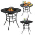 31.5 Inch Patio Fire Pit Dining Table With Cooking BBQ Grate - Color: Black - Minihomy