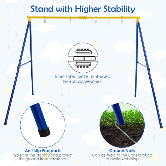 660 LBS Extra-Large A-Shaped Swing Stand with Anti-Slip Footpads (Without Seat)-Yellow - Color: Yellow - Minihomy