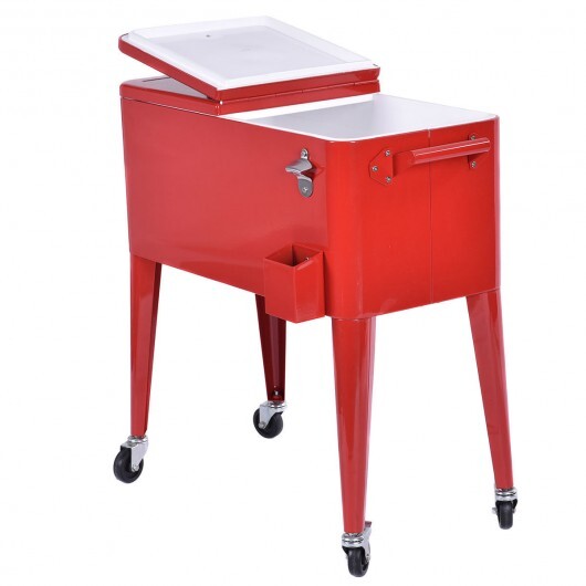 Red Portable Outdoor Patio Cooler Cart