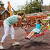 Net Hanging Swing Chair with Adjustable Hanging Ropes-Orange - Color: Orange - Minihomy