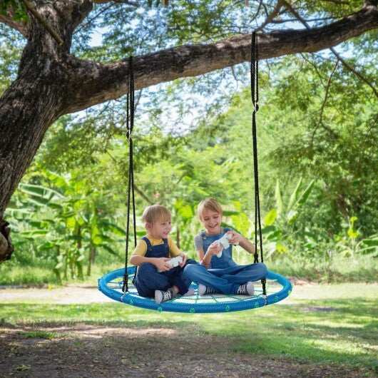 40 Inch Spider Web Tree Swing Kids Outdoor Play Set with Adjustable Ropes-Blue - Color: Blue - Minihomy