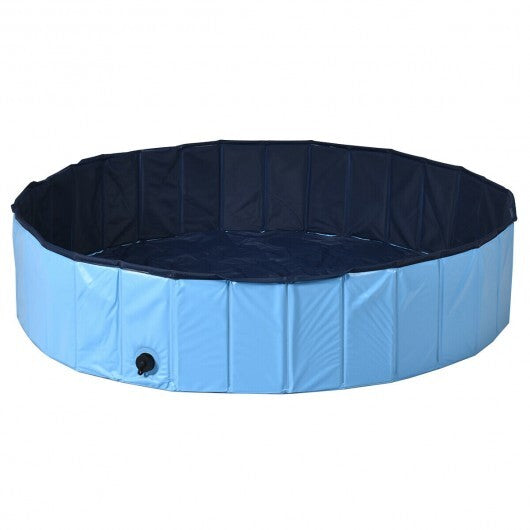 63 Inch Foldable Leakproof Dog Pet Pool Bathing Tub Kiddie Pool for Dogs Cats and Kids-Blue - Minihomy