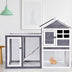 Outdoor Wooden Rabbit hutch-Gray - Minihomy