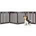 24 Inch Folding Wooden Freestanding Pet Gate Dog Gate with 360? Hinge -Dark Brown - Color: Dark Brown - Minihomy