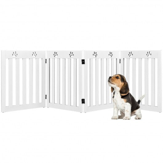 24 Inch Folding Wooden Freestanding Pet Gate Dog Gate with 360? Hinge -White - Color: White