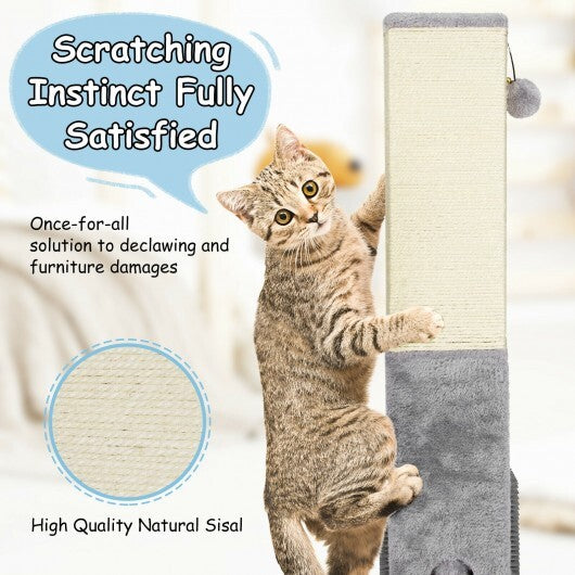 31 inch Tall Cat Scratching Post Claw Scratcher with Sisal Rope and 2 plush Ball-Gray - Color: Gray - Minihomy