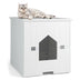 Cat Litter Box Enclosure with Flip Magnetic Half Door-White - Color: White - Minihomy