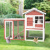 2-Story Wooden Rabbit Hutch with Running Area-White - Color: White - Minihomy