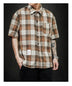 Men's Oversized Casual Short-sleeved Plaid Shirt - Minihomy